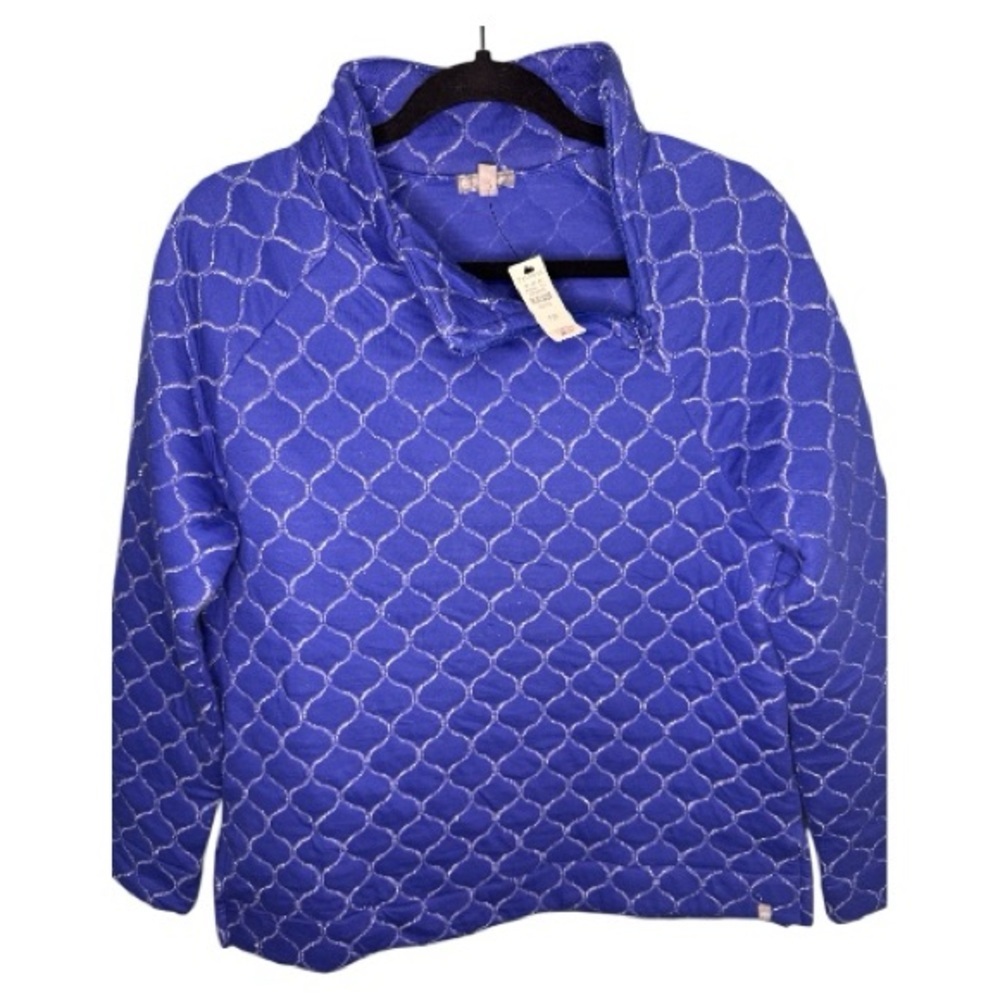 NWT Talbots metallic asymmetrical zip quilted pullover size petite medium - Picture 3 of 6